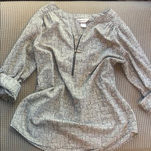 Geo Printed Black&White Christopher & Banks Blouse